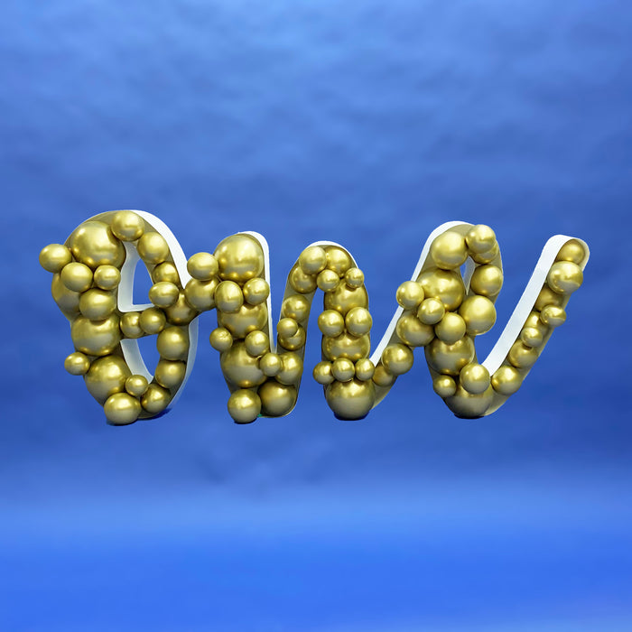 Cursive Text - "One" Shape | Balloon Mosaic Frame| 23.62in x 62.5in