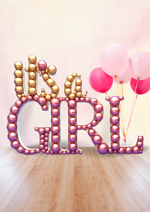 It's A Girl Shape | Balloon Mosaic Frame| 39.37in x 59.05in