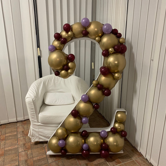Number 2 (Two) XL | Balloon Mosaic Frame| 62.5in x 35.5in