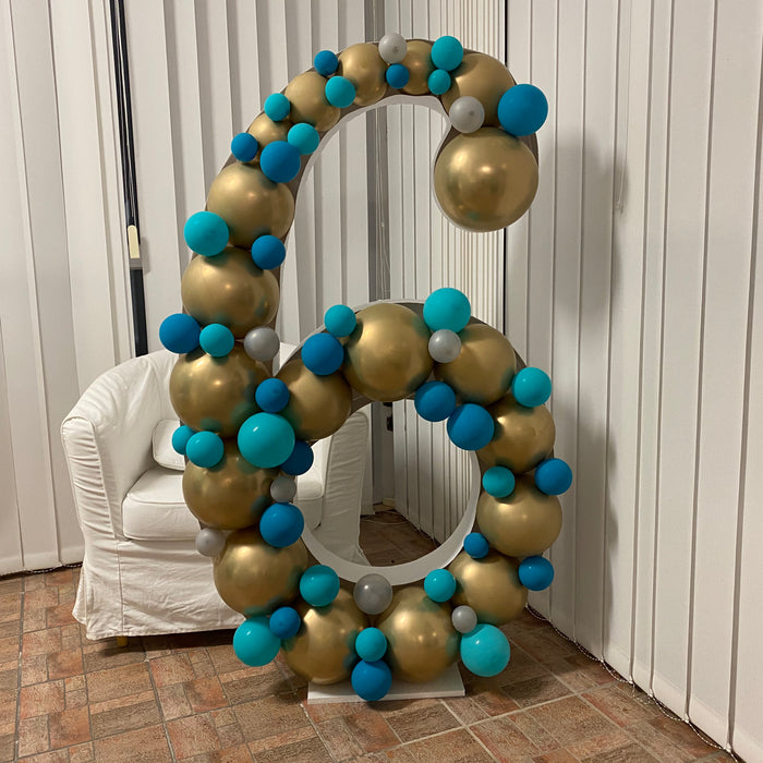 Number 6 (Six) XL | Balloon Mosaic Frame | 62.5in x 35.5in