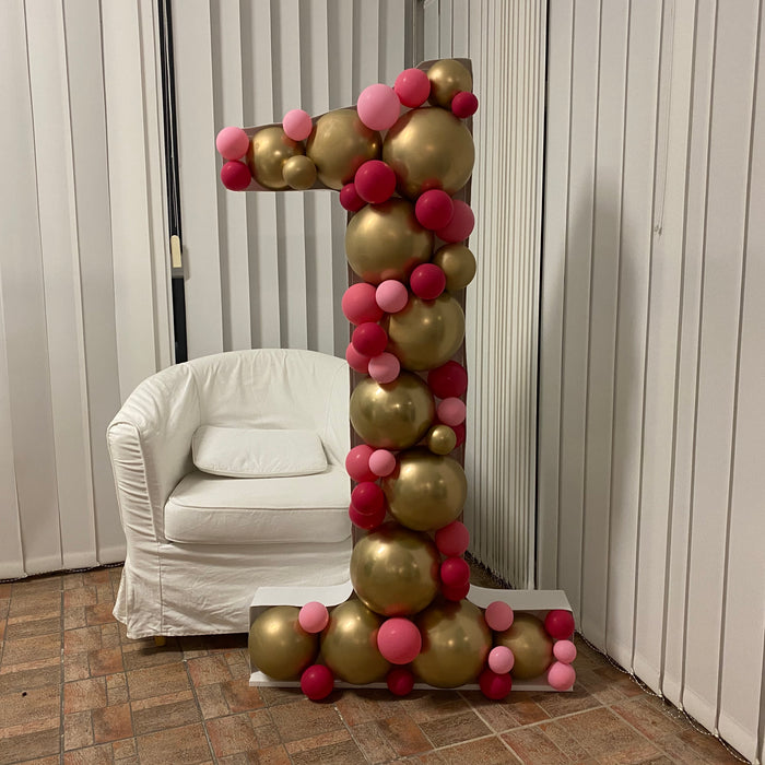 Number 1 (One) XL | Balloon Mosaic Frame| 62.5in x 31.5in