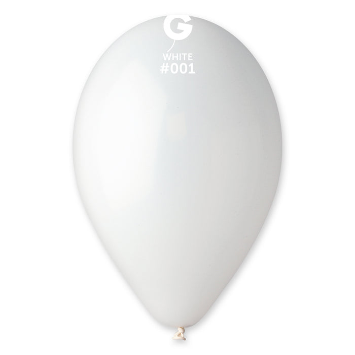 12" Latex Balloon - #001 White - 50pcs