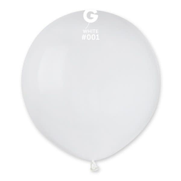 19" Latex Balloon - #001 White - 25pcs