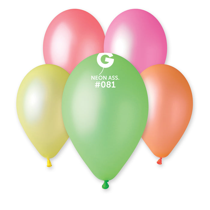 12" Latex Balloon - #081 Neon Assorted  - 50pcs