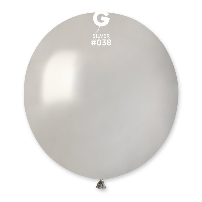 19" Latex Balloon - #038 Metallic Silver - 25pcs