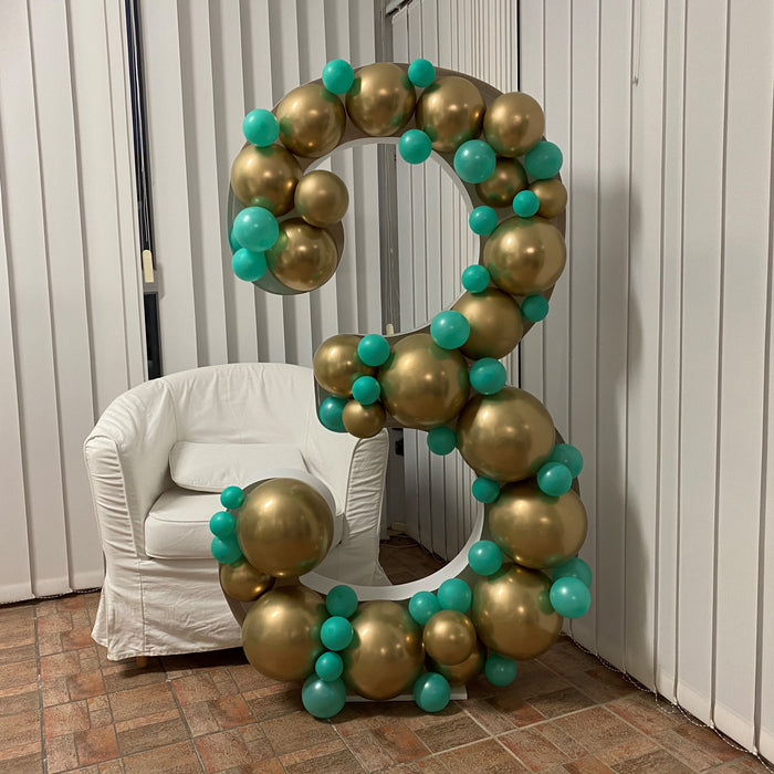 Number 3 (Three) XL | Balloon Mosaic Frame| 62.5in x 35.5in