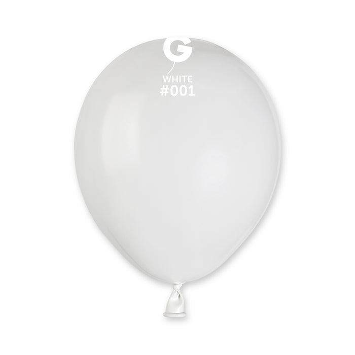 5" Latex Balloon - #001 White - 100pcs