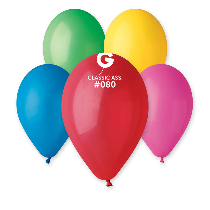 12" Latex Balloon - #080 Classic Assorted - 50pcs