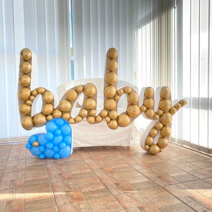 Cursive Text - "Baby" Shape | Balloon Mosaic Frame| 38.18in x 62.5in